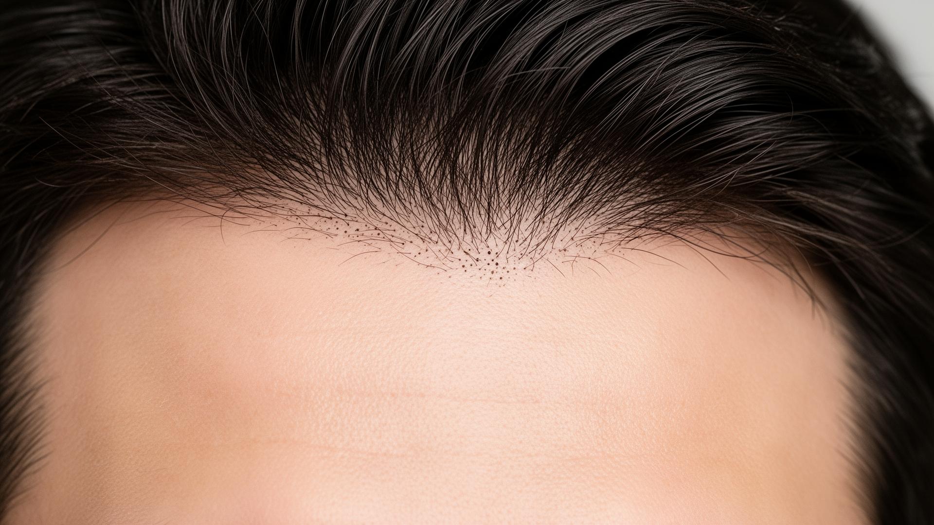 Detailaufnahme einer natürlichen Haarlinie